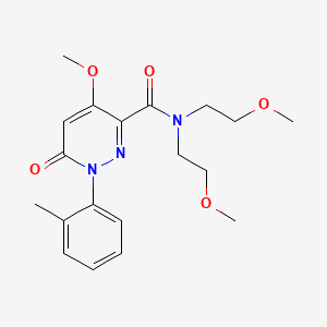 molecular formula C19H25N3O5 B2580453 4-methoxy-N,N-bis(2-methoxyethyl)-1-(2-methylphenyl)-6-oxopyridazine-3-carboxamide CAS No. 921558-37-4