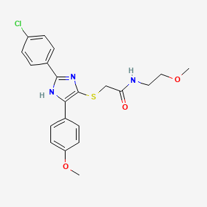 2-((2-(4-chlorophenyl)-5-(4-methoxyphenyl)-1H-imidazol-4-yl)thio)-N-(2-methoxyethyl)acetamide