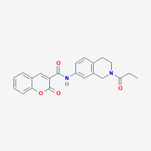 molecular formula C22H20N2O4 B2580460 2-oxo-N-(2-propionyl-1,2,3,4-tetrahydroisoquinolin-7-yl)-2H-chromene-3-carboxamide CAS No. 955707-49-0