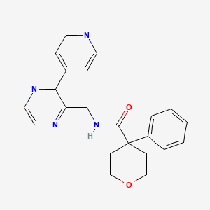 4-phenyl-N-{[3-(pyridin-4-yl)pyrazin-2-yl]methyl}oxane-4-carboxamide