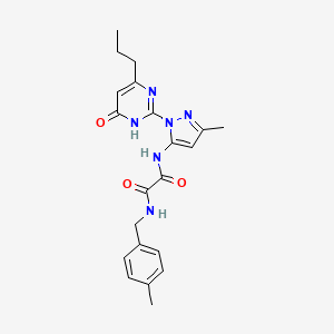 molecular formula C21H24N6O3 B2580474 N1-(3-methyl-1-(6-oxo-4-propyl-1,6-dihydropyrimidin-2-yl)-1H-pyrazol-5-yl)-N2-(4-methylbenzyl)oxalamide CAS No. 1014006-27-9