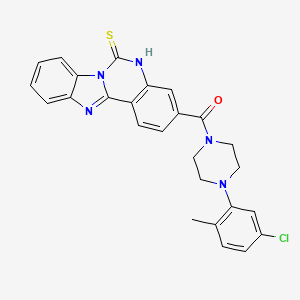 molecular formula C26H22ClN5OS B2580476 3-{[4-(5-chloro-2-methylphenyl)piperazin-1-yl]carbonyl}benzimidazo[1,2-c]quinazoline-6(5H)-thione CAS No. 443671-16-7