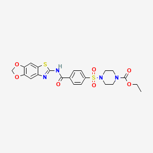 molecular formula C22H22N4O7S2 B2580477 4-((4-([1,3]二氧杂环[4',5':4,5]苯并[1,2-d]噻唑-6-基氨基羰基)苯基)磺酰基)哌嗪-1-羧酸乙酯 CAS No. 920471-40-5