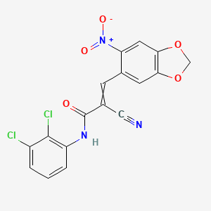 molecular formula C17H9Cl2N3O5 B2580484 2-cyano-N-(2,3-dichlorophenyl)-3-(6-nitro-2H-1,3-benzodioxol-5-yl)prop-2-enamide CAS No. 895314-06-4