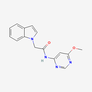 molecular formula C15H14N4O2 B2580497 2-(1H-吲哚-1-基)-N-(6-甲氧基嘧啶-4-基)乙酰胺 CAS No. 1396767-99-9