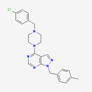 molecular formula C24H25ClN6 B2580514 4-[4-[(4-Chlorophenyl)methyl]piperazin-1-yl]-1-[(4-methylphenyl)methyl]pyrazolo[3,4-d]pyrimidine CAS No. 612524-23-9