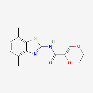 molecular formula C14H14N2O3S B2580518 N-(4,7-二甲基苯并[d]噻唑-2-基)-5,6-二氢-1,4-二氧杂环-2-甲酰胺 CAS No. 851080-56-3