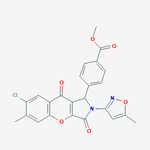 molecular formula C24H17ClN2O6 B258052 Methyl 4-[7-chloro-6-methyl-2-(5-methyl-3-isoxazolyl)-3,9-dioxo-1,2,3,9-tetrahydrochromeno[2,3-c]pyrrol-1-yl]benzoate 