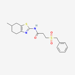 molecular formula C18H22N2O3S2 B2580534 3-(benzylsulfonyl)-N-(6-methyl-4,5,6,7-tetrahydrobenzo[d]thiazol-2-yl)propanamide CAS No. 922485-24-3