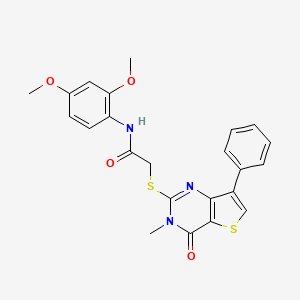 molecular formula C23H21N3O4S2 B2580537 N-(2,4-二甲氧基苯基)-2-[(3-甲基-4-氧代-7-苯基-3,4-二氢噻吩并[3,2-d]嘧啶-2-基)硫代]乙酰胺 CAS No. 1111418-36-0