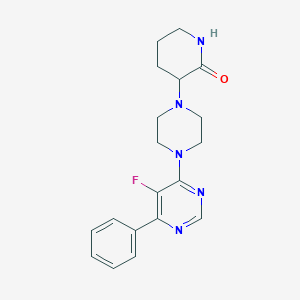 molecular formula C19H22FN5O B2580538 3-[4-(5-フルオロ-6-フェニルピリミジン-4-イル)ピペラジン-1-イル]ピペリジン-2-オン CAS No. 2379951-66-1