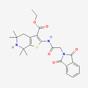 molecular formula C24H27N3O5S B2580539 2-(2-(1,3-二氧代异吲哚啉-2-基)乙酰氨基)-5,5,7,7-四甲基-4,5,6,7-四氢噻吩并[2,3-c]吡啶-3-羧酸乙酯 CAS No. 864860-35-5