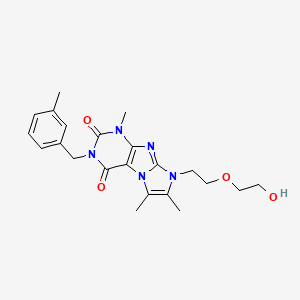 molecular formula C22H27N5O4 B2580543 8-(2-(2-羟乙氧基)乙基)-1,6,7-三甲基-3-(3-甲基苄基)-1H-咪唑并[2,1-f]嘌呤-2,4(3H,8H)-二酮 CAS No. 919009-97-5