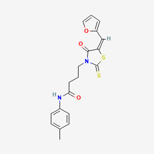 molecular formula C19H18N2O3S2 B2580549 (E)-4-(5-(furan-2-ylmethylene)-4-oxo-2-thioxothiazolidin-3-yl)-N-(p-tolyl)butanamide CAS No. 637318-77-5