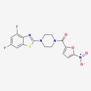 molecular formula C16H12F2N4O4S B2580559 [4-(4,6-二氟-1,3-苯并噻唑-2-基)哌嗪-1-基]-(5-硝基呋喃-2-基)甲酮 CAS No. 897481-52-6