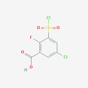 molecular formula C7H3Cl2FO4S B2580566 5-Chloro-3-(chlorosulfonyl)-2-fluorobenzoic acid CAS No. 926219-28-5