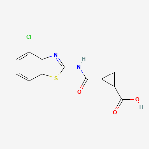 molecular formula C12H9ClN2O3S B2580574 2-{[(4-Chlor-1,3-benzothiazol-2-yl)amino]carbonyl}cyclopropancarbonsäure CAS No. 866150-62-1