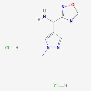 molecular formula C7H11Cl2N5O B2580581 (1-methyl-1H-pyrazol-4-yl)(1,2,4-oxadiazol-3-yl)methanamine dihydrochloride CAS No. 1864015-38-2