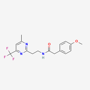 molecular formula C17H18F3N3O2 B2580585 2-(4-甲氧基苯基)-N-(2-(4-甲基-6-(三氟甲基)嘧啶-2-基)乙基)乙酰胺 CAS No. 1396764-74-1