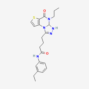 N-(3-ethylphenyl)-4-{7-oxo-8-propyl-5-thia-1,8,10,11-tetraazatricyclo[7.3.0.0^{2,6}]dodeca-2(6),3,9,11-tetraen-12-yl}butanamide