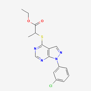 molecular formula C16H15ClN4O2S B2580604 2-((1-(3-氯苯基)-1H-吡唑并[3,4-d]嘧啶-4-基)硫)丙酸乙酯 CAS No. 893921-56-7