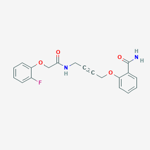 molecular formula C19H17FN2O4 B2580607 2-((4-(2-(2-Fluorophenoxy)acetamido)but-2-yn-1-yl)oxy)benzamide CAS No. 1421508-12-4