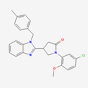 molecular formula C26H24ClN3O2 B2580611 1-(5-氯-2-甲氧基苯基)-4-[1-(4-甲基苄基)-1H-苯并咪唑-2-基]吡咯烷-2-酮 CAS No. 847397-56-2
