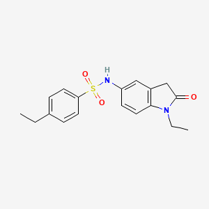 molecular formula C18H20N2O3S B2580624 4-ethyl-N-(1-ethyl-2-oxoindolin-5-yl)benzenesulfonamide CAS No. 921786-57-4