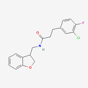 molecular formula C18H17ClFNO2 B2580626 3-(3-chloro-4-fluorophenyl)-N-[(2,3-dihydro-1-benzofuran-3-yl)methyl]propanamide CAS No. 2097919-39-4
