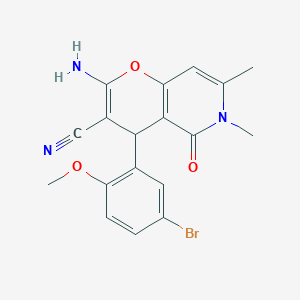 molecular formula C18H16BrN3O3 B258063 2-amino-4-(5-bromo-2-methoxyphenyl)-6,7-dimethyl-5-oxo-5,6-dihydro-4H-pyrano[3,2-c]pyridine-3-carbonitrile 