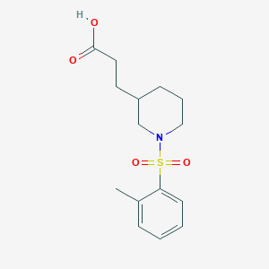 molecular formula C15H21NO4S B2580631 3-{1-[(2-Methylphenyl)sulfonyl]-3-piperidyl}propanoic acid CAS No. 1338692-75-3
