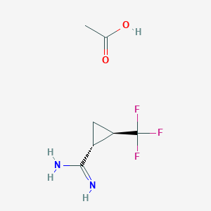 molecular formula C7H11F3N2O2 B2580635 Acetic acid;(1R,2R)-2-(trifluoromethyl)cyclopropane-1-carboximidamide CAS No. 2408936-21-8