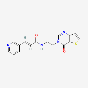 molecular formula C16H14N4O2S B2580638 (E)-N-(2-(4-氧代噻吩并[3,2-d]嘧啶-3(4H)-基)乙基)-3-(吡啶-3-基)丙烯酰胺 CAS No. 2035007-28-2