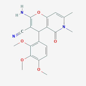 molecular formula C20H21N3O5 B258064 2-amino-6,7-dimethyl-5-oxo-4-(2,3,4-trimethoxyphenyl)-5,6-dihydro-4H-pyrano[3,2-c]pyridine-3-carbonitrile 