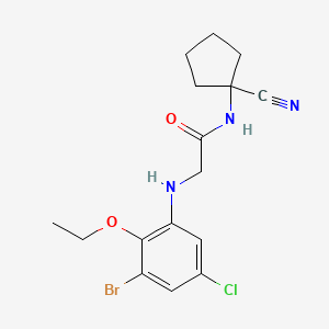 molecular formula C16H19BrClN3O2 B2580640 2-[(3-bromo-5-chloro-2-ethoxyphenyl)amino]-N-(1-cyanocyclopentyl)acetamide CAS No. 1197521-58-6