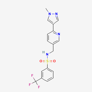 molecular formula C17H15F3N4O2S B2580646 N-((6-(1-methyl-1H-pyrazol-4-yl)pyridin-3-yl)methyl)-3-(trifluoromethyl)benzenesulfonamide CAS No. 2034609-81-7