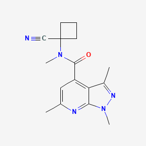 molecular formula C16H19N5O B2580647 N-(1-cyanocyclobutyl)-N,1,3,6-tetramethyl-1H-pyrazolo[3,4-b]pyridine-4-carboxamide CAS No. 1258746-60-9