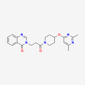 molecular formula C22H25N5O3 B2580648 3-(3-(4-((2,6-二甲基嘧啶-4-基)氧基)哌啶-1-基)-3-氧代丙基)喹唑啉-4(3H)-酮 CAS No. 2034558-04-6