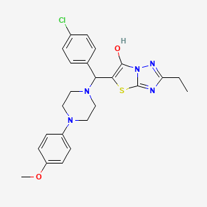 molecular formula C24H26ClN5O2S B2580662 5-((4-Chlorophenyl)(4-(4-methoxyphenyl)piperazin-1-yl)methyl)-2-ethylthiazolo[3,2-b][1,2,4]triazol-6-ol CAS No. 898368-26-8