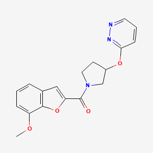 molecular formula C18H17N3O4 B2580664 (7-Methoxybenzofuran-2-yl)(3-(pyridazin-3-yloxy)pyrrolidin-1-yl)methanone CAS No. 2034279-29-1