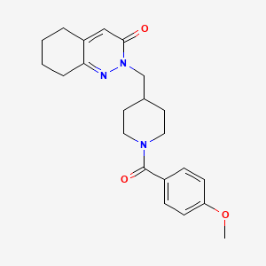 molecular formula C22H27N3O3 B2580666 2-[[1-(4-Methoxybenzoyl)piperidin-4-yl]methyl]-5,6,7,8-tetrahydrocinnolin-3-one CAS No. 2310098-07-6