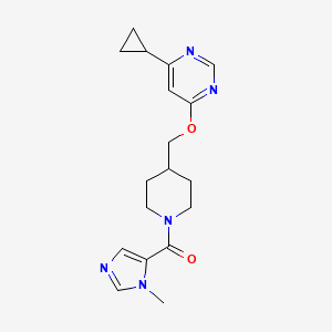 molecular formula C18H23N5O2 B2580668 (4-(((6-cyclopropylpyrimidin-4-yl)oxy)methyl)piperidin-1-yl)(1-methyl-1H-imidazol-5-yl)methanone CAS No. 2320519-34-2