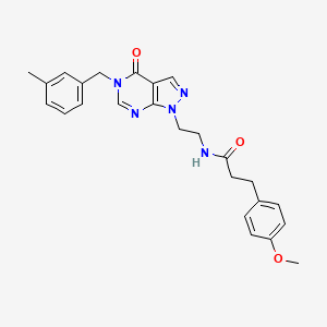 molecular formula C25H27N5O3 B2580677 3-(4-methoxyphenyl)-N-(2-(5-(3-methylbenzyl)-4-oxo-4,5-dihydro-1H-pyrazolo[3,4-d]pyrimidin-1-yl)ethyl)propanamide CAS No. 922088-25-3