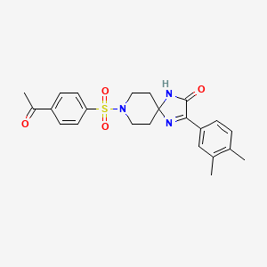 molecular formula C23H25N3O4S B2580679 8-((4-Acetylphenyl)sulfonyl)-3-(3,4-dimethylphenyl)-1,4,8-triazaspiro[4.5]dec-3-en-2-one CAS No. 1358424-00-6