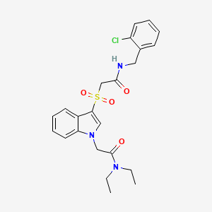 molecular formula C23H26ClN3O4S B2580683 2-(3-((2-((2-chlorobenzyl)amino)-2-oxoethyl)sulfonyl)-1H-indol-1-yl)-N,N-diethylacetamide CAS No. 878057-26-2