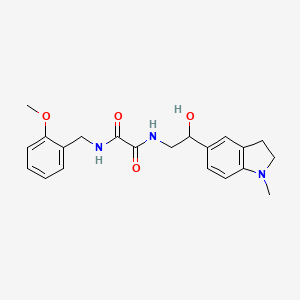 molecular formula C21H25N3O4 B2580689 N1-(2-hydroxy-2-(1-methylindolin-5-yl)ethyl)-N2-(2-methoxybenzyl)oxalamide CAS No. 1705754-65-9