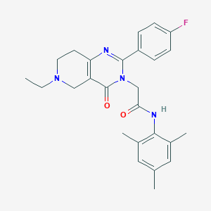 molecular formula C26H29FN4O2 B2580690 2-(6-ethyl-2-(4-fluorophenyl)-4-oxo-5,6,7,8-tetrahydropyrido[4,3-d]pyrimidin-3(4H)-yl)-N-mesitylacetamide CAS No. 1286724-42-2