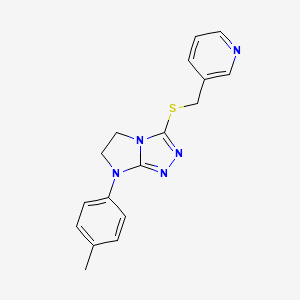 molecular formula C17H17N5S B2580699 3-((pyridin-3-ylmethyl)thio)-7-(p-tolyl)-6,7-dihydro-5H-imidazo[2,1-c][1,2,4]triazole CAS No. 921542-99-6