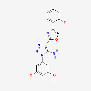 molecular formula C18H15FN6O3 B2580700 3-(3,5-Dimethoxyphenyl)-5-[3-(2-fluorophenyl)-1,2,4-oxadiazol-5-yl]triazol-4-amine CAS No. 892770-26-2