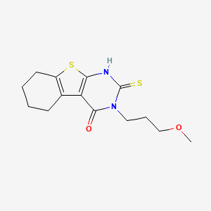 molecular formula C14H18N2O2S2 B2580701 3-(3-methoxypropyl)-2-sulfanylidene-5,6,7,8-tetrahydro-1H-[1]benzothiolo[2,3-d]pyrimidin-4-one CAS No. 568555-38-4